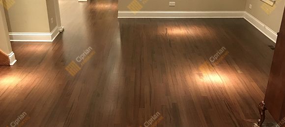 Brazilian Cherry Floors with Dark Walnut Stain ,Satin Finish