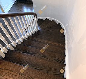 Hardwood Stairs with Dark Walnut Stain, Satin Finish